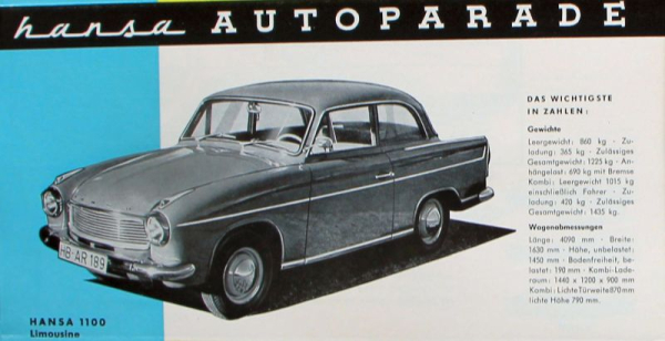 Goliath Hansa Modelprogram 1959 "Autoparade" Carbrochure (10098)
